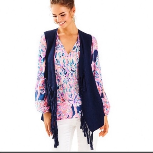 Lilly Pulitzer Andella Sweater Vest in True Navy - Picture 3 of 10